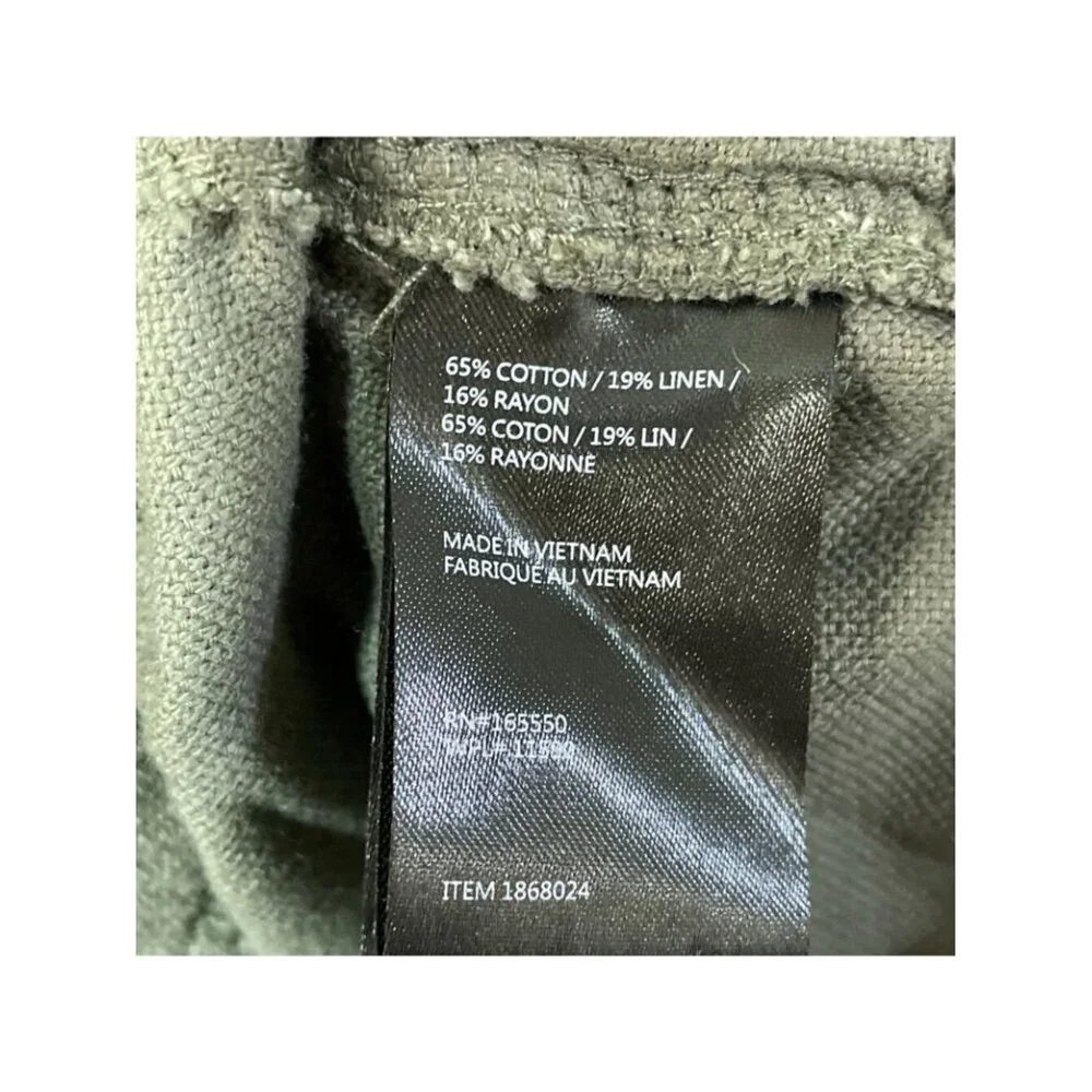 Vintage & Black Men's S Green Cotton Linen Blend Drawstring Pants